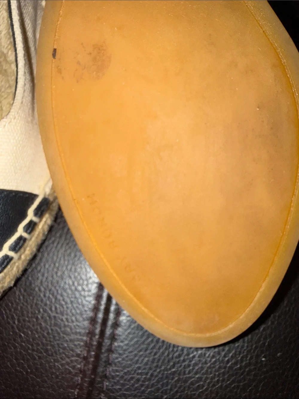 Tory Burch Beige Canvas and Black Leather-Toe Espadrille Flats